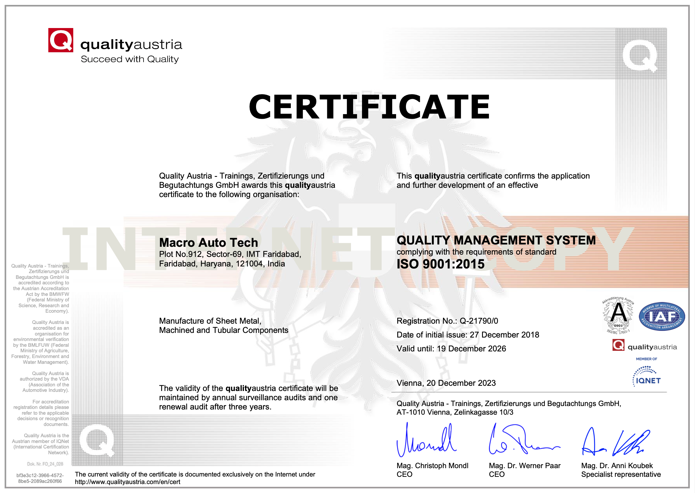 ISO9001 Certificate